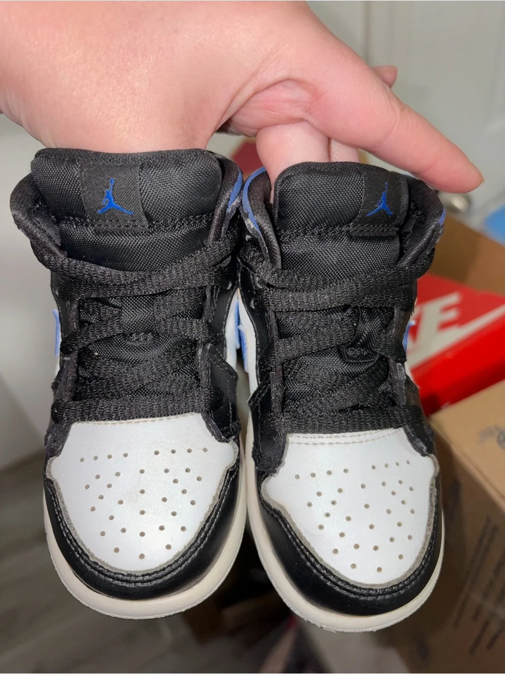 Jordan Kids High-Top Sneakers Black White Blue